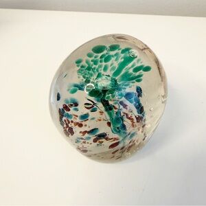 Vintage blown glass floral paperweight.